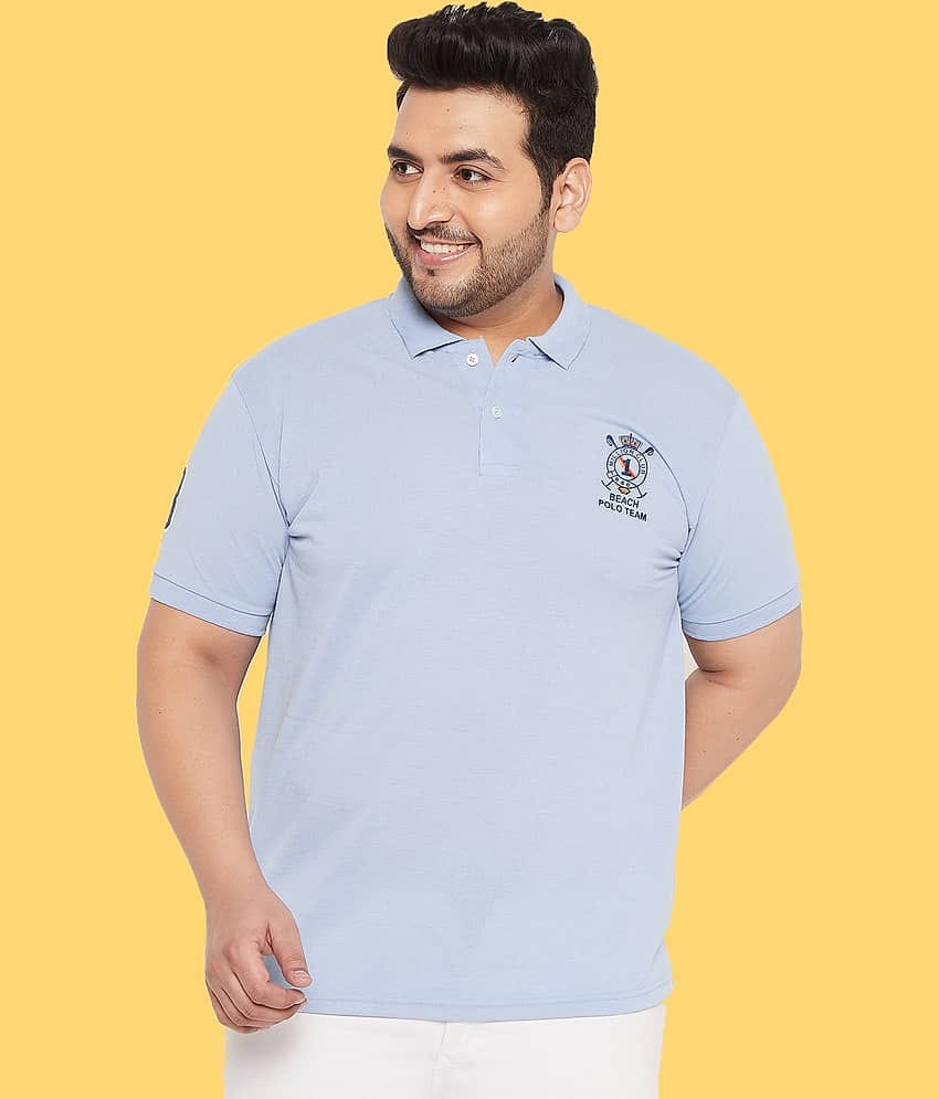 The Million Club Pack of 1 Cotton Regular Fit Solid Half Sleeves Men's Polo T Shirt ( Blue )