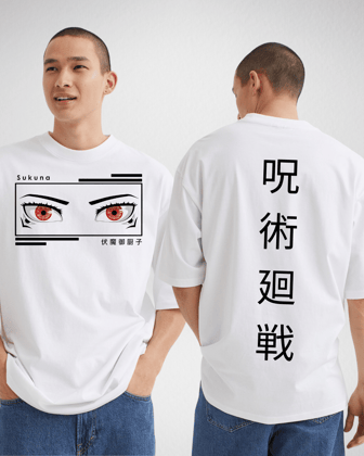 Jujutsu Kiasen eyes White Oversized Tshirt-M