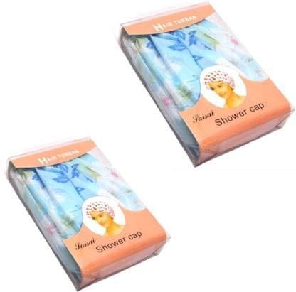 Elecsera Reusable Elastic Water Proof Shower Cap - Set of 2 (Assorted Colour)