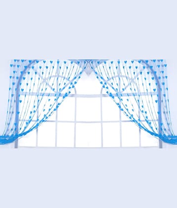 Handloomwala Abstract Transparent Rod Pocket Curtain 6.5 ft ( Pack of 2 ) - Blue