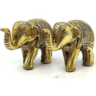 Astro-D Metal Brass Elephant Showpiece Golden Handcrafted for Home and Office, (Gold, Metal)