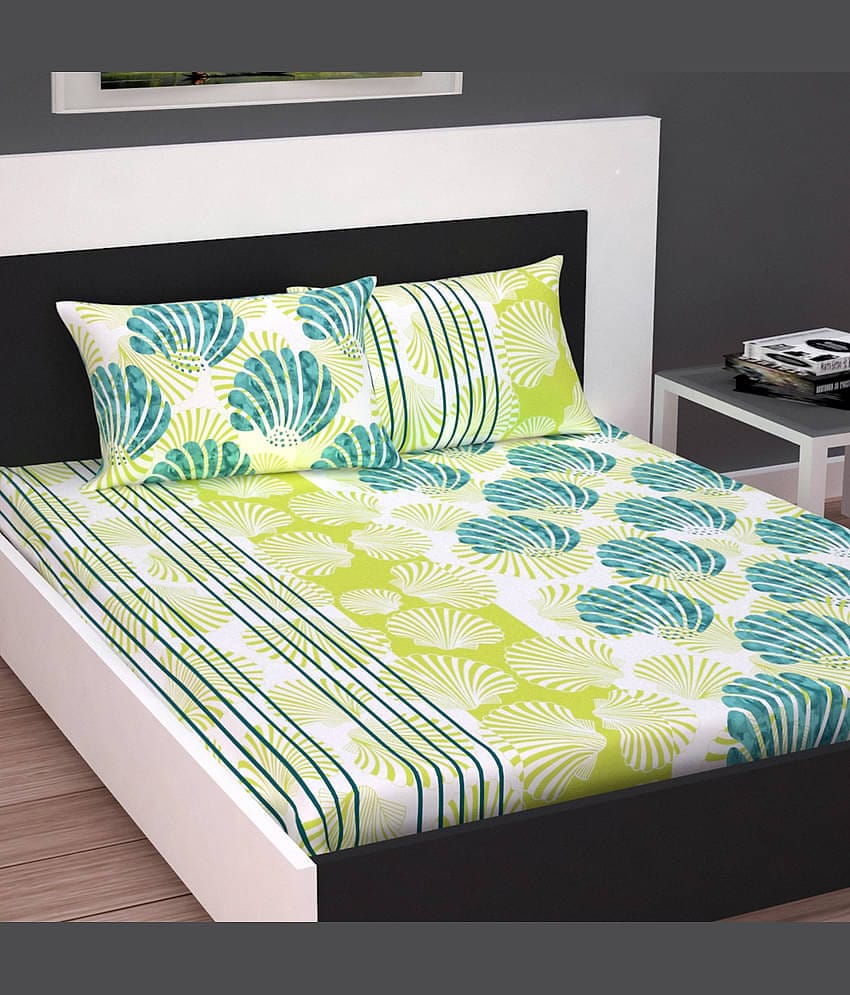DIVINE CASA Cotton Double Bedsheet ( Yellow )