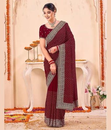 Samah Silk Blend Embroidered Regular Saree With Unstitched Blouse Piece ( Multicolor 1 )