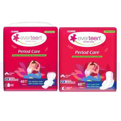 Everteen Period Care 40 Xxl Soft Sanitary Pads And 40 Xl Soft Sanitary Pads