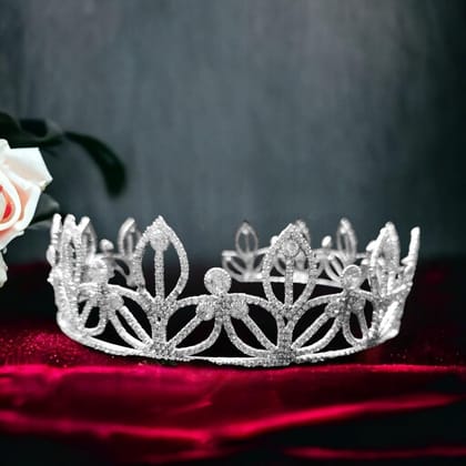 Silver Plated Embellish Rhinestone Tiara fashion show Crown