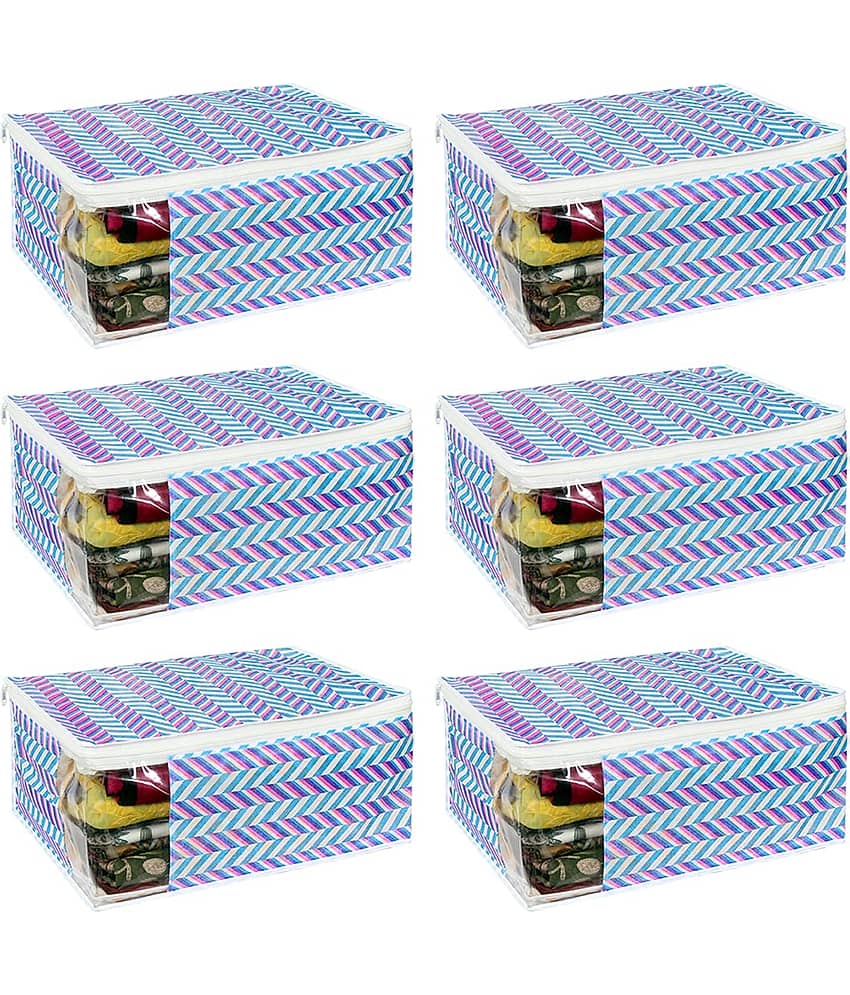 PrettyKrafts  Saree Cover Large with Creative Prints, Saree Storage Bag With Zip, Wardrobe Organiser, Clothes Cover & Storage,(Pack of 6) QTR Grey