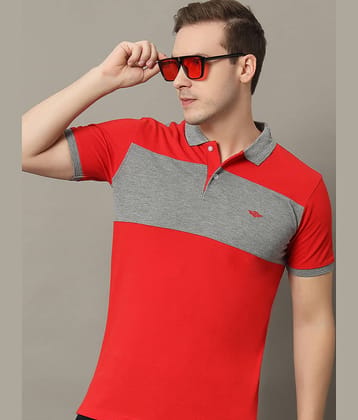 GET GOLF Pack of 1 Cotton Blend Regular Fit Colorblock Half Sleeves Men's Polo T Shirt ( Red )