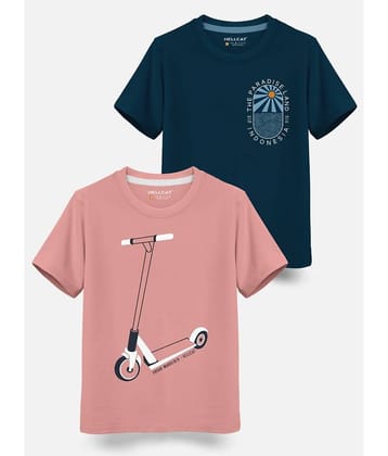 HELLCAT Pack of 1 Boys Cotton Blend T-Shirt ( Pink )