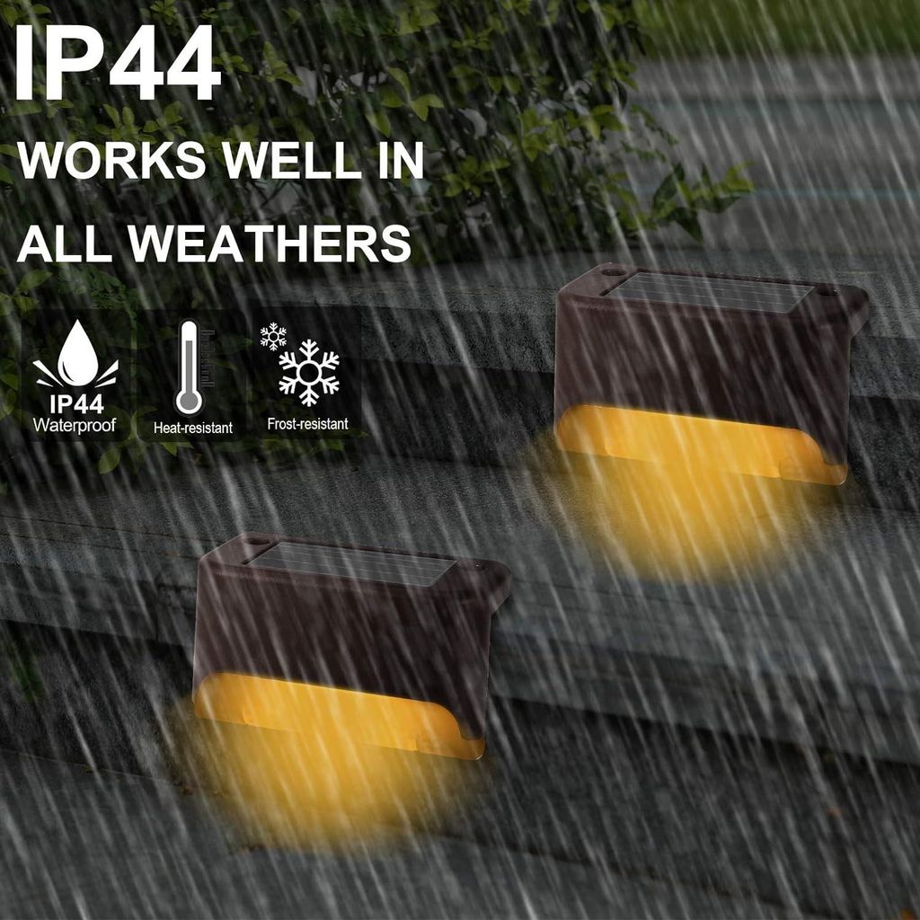 Solar Deck Lights Outdoor, 4 Pack Led Solar Step Light Waterproof for Outdoor Deck, Stairs, Fence, Yard, Patio, Path and Driveway (Warm White)