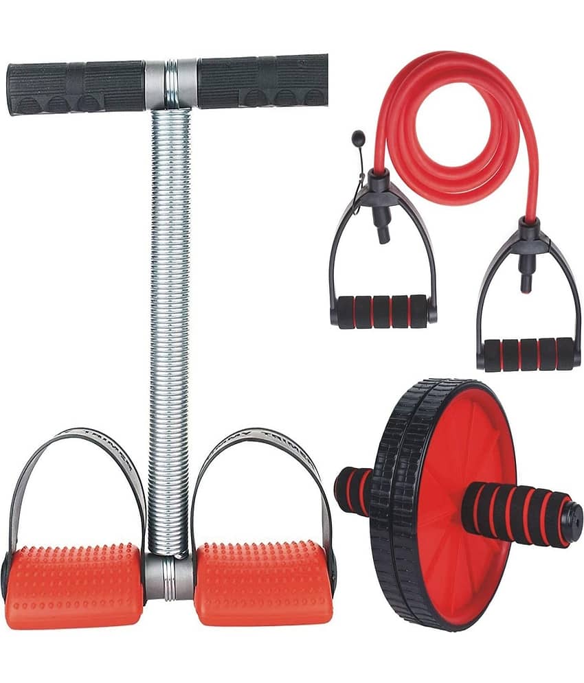 FITNESS INDIA Tummy Trimmer | Toning Tube | AB Wheel (Combo of 3) Waist Trimmer Body Toner Abs Exerciser Fat Buster Home Gym Exercise Equipment Abdominal