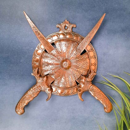 Dhal Talwar Wall Hangings | Royal Sword & Shield Wall Hanging Showpiece - For Home, Living Room & Wall Decor - 9 Inch-Pack of 1