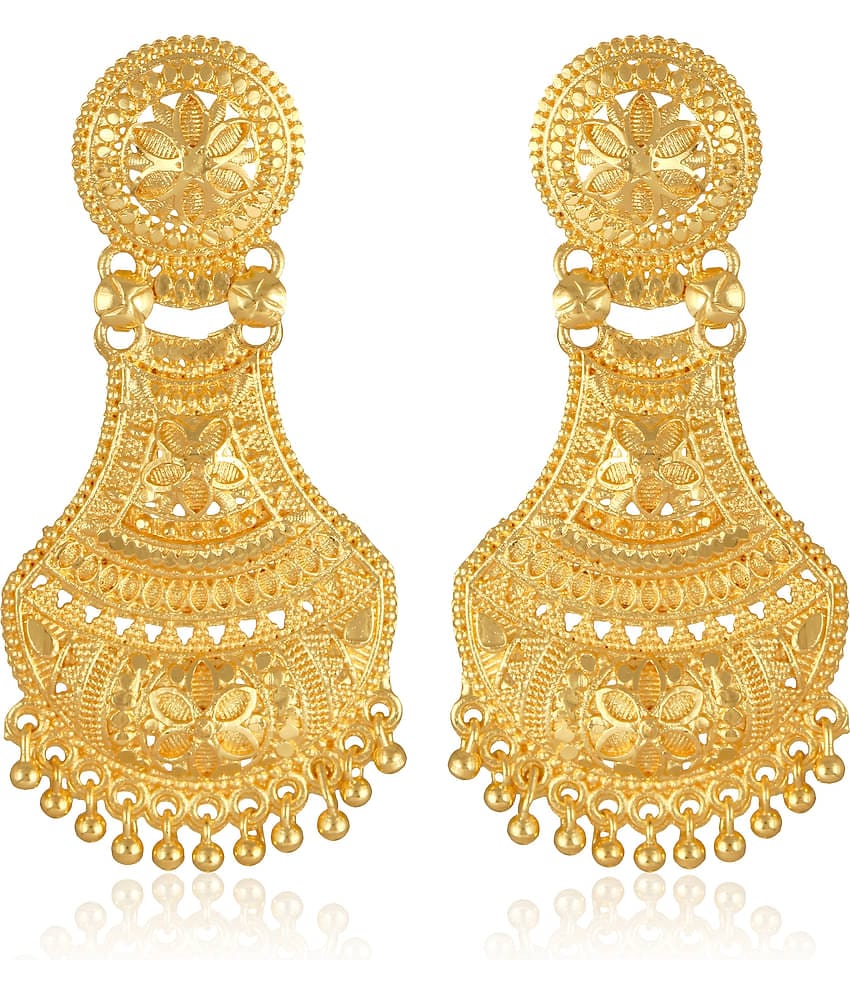 VIVASTRI Golden Stud Earrings ( Pack of 1 )