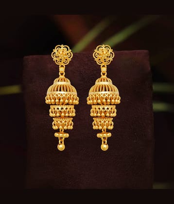 LUV FASHION Golden Jhumki Earrings ( Pack of 1 )