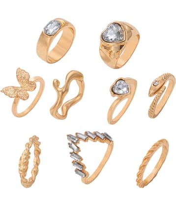 Scintillare by Sukkhi - White Multi Finger Rings ( Pack of 9 )