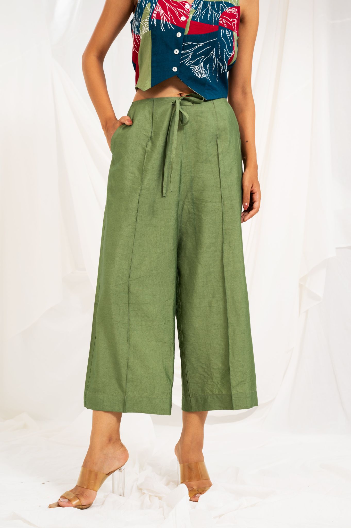 Short Length Culottes - Moss Green-XS