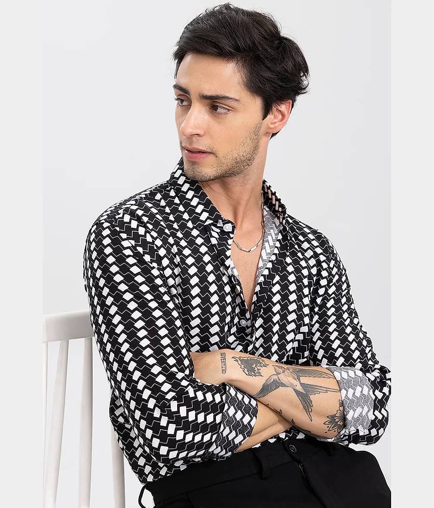 VENIZ WESTERN WEAR Poly Cotton Regular Fit Printed Full Sleeves Men's Casual Shirt - White ( Pack of 1 )