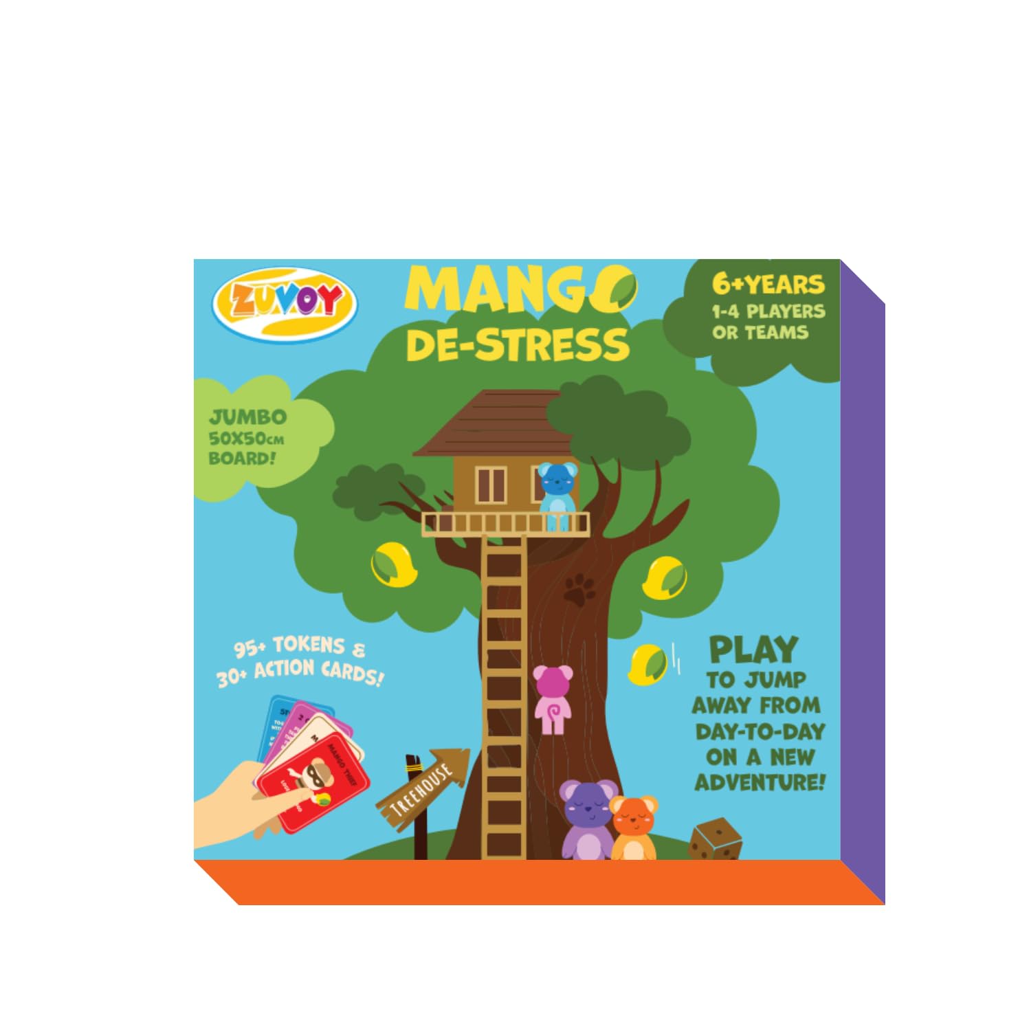 Mango De-Stress Fun Board Game for Kids | Emotional Regulation & Mindfulness Play | Interactive Adventure with Cards, Tokens & Dice | Family & Cooperative Game for 2-4 Players