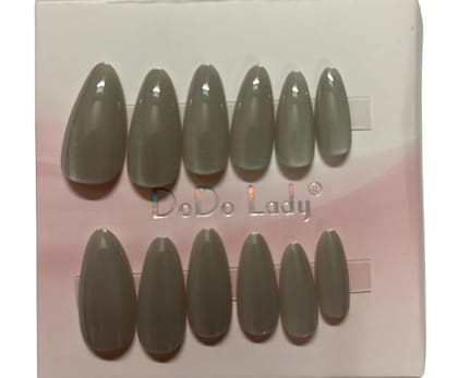Premium Press-On Nails Set  Reusable False Nails Kit with Glue Tabs  Glossy Matte Artificial Nails for Women  Full Cover Nail Tips for Salon-Quality Manicure at Home  Multiple Shades Available (Seaform Grey)