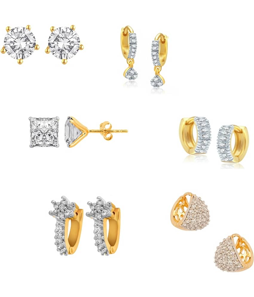 Renaissance Traders Silver Stud Earrings ( Pack of 6 )