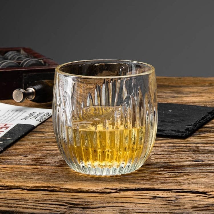 Crystal Clear Glass Whiskey Glasses Cocktail Glass, Stemless Wine Glass for Red and White Wine (280ML)