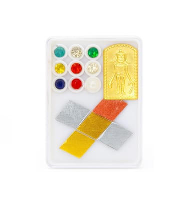Navarathna Panchaloha Pooja Kit with Vastu Prathima (2 Set - 4 Boxes) � Panchalogam Lakshmi Coins, Navratna Stones & Vastu Idol � Bhoomi Pooja Essentials for Vastu, Prosperity & Positive Vibes Combo Set