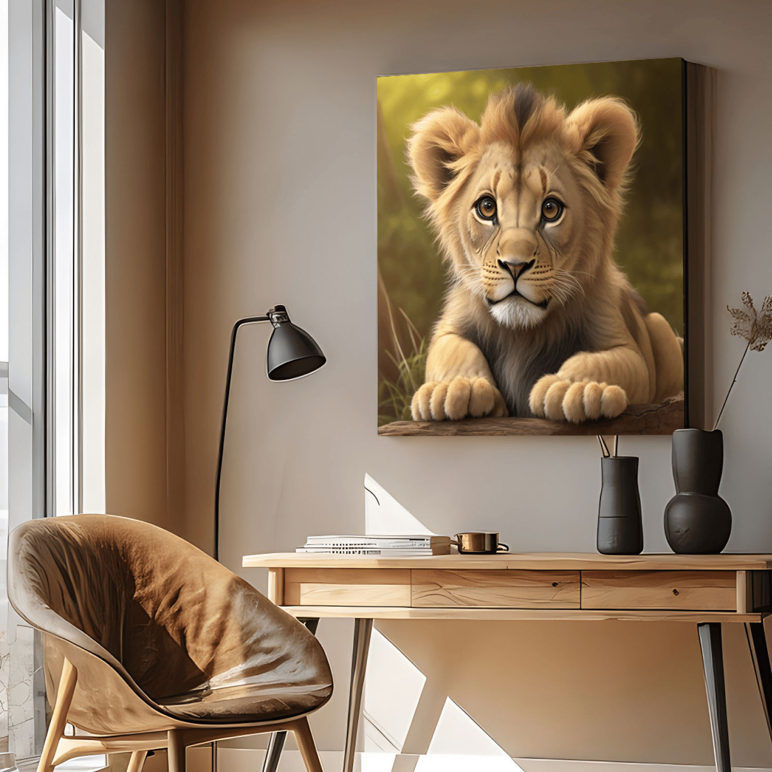 Little Cub Wood Print Wall Art-9 X 9 Inches / Pinewood Thickness: 6mm