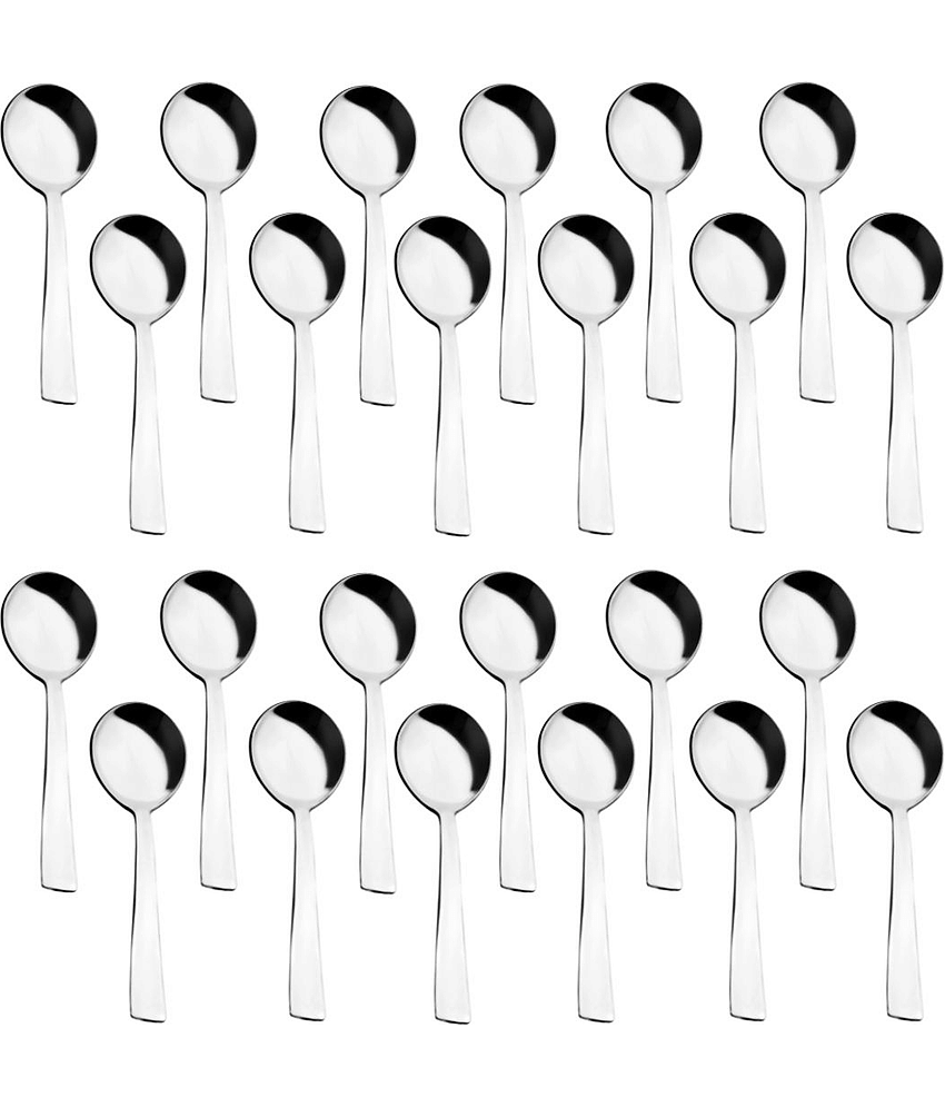 Cutlux Soup Spoon Stainless Steel Plain Soup Spoon Silver ( Pack of 6 )