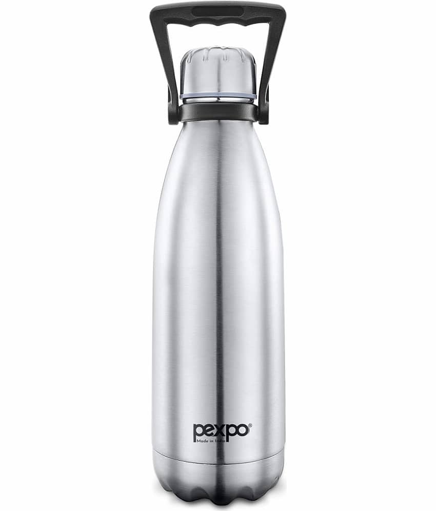 Pexpo 1800ml 24 Hrs Hot and Cold Flask, Echo Vacuum insulated Bottle (Pack of 1, Silver)