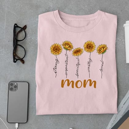 Mom Flower T Shirt-Light Baby Pink / M