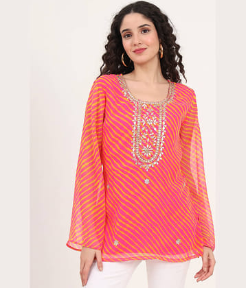 Divena Women's Georgette Tunic ( Pink )