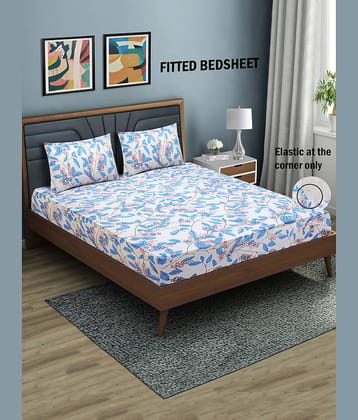 Home Candy Microfibre Floral 1 Bedsheet with 2 Pillow Covers - White