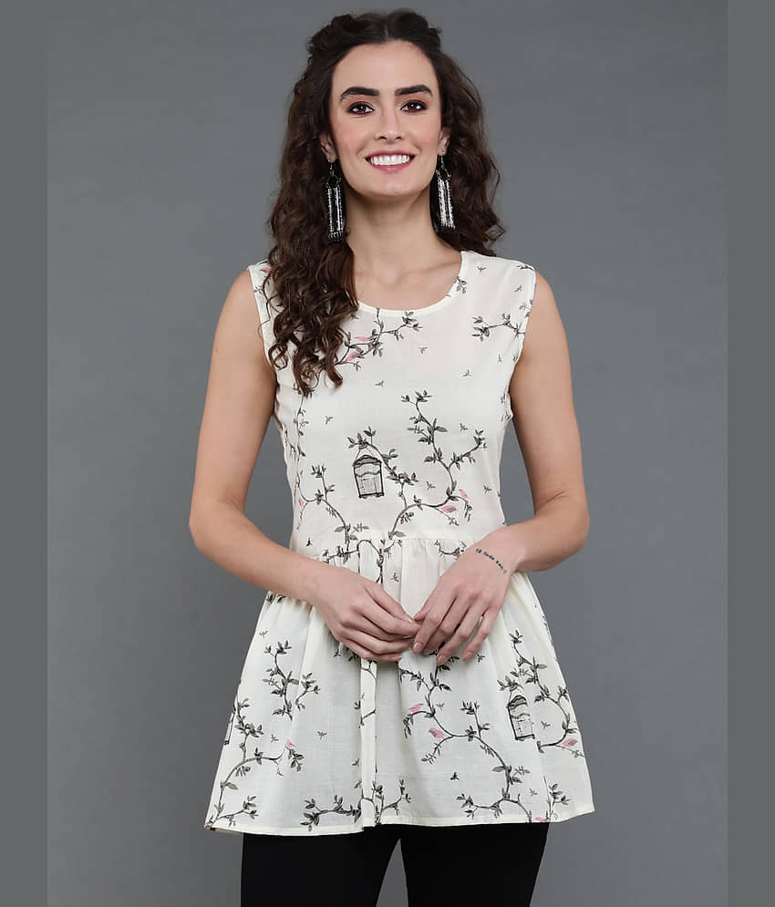 Antaran Women's Cotton Peplum Top ( Off White )