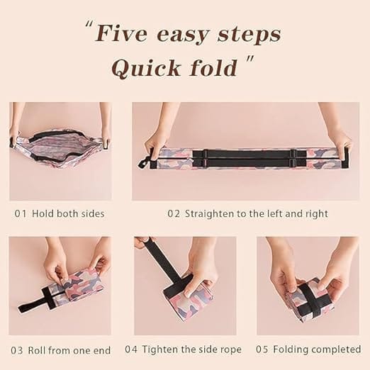 Unisex-Adult Portable Foldable Shopping Bag Large Capacity Multipurpose Storage Bag Sports Travel Shoulder Bag (Pink Camouflage)