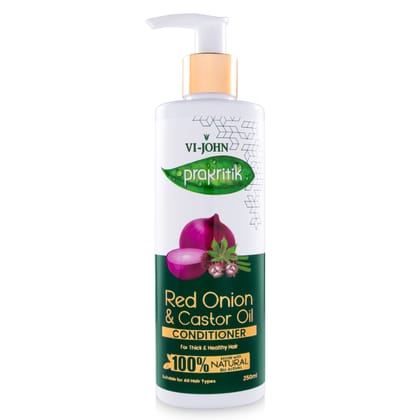 VI-JOHN Prakritik Red Onion & Castor Oil Conditioner for Men & Women | 250ml | Thick & Healthy Hair | 100% Natural Bio Actives | Cruelty-free | Paraben Free | Vegan | Dermatologist Approved | All Hair Types VI-JOHN Prakritik Red Onion & Castor Oil Conditioner for Men & Women | 250ml | Thick & Healthy Hair | 100% Natural Bio Actives | Cruelty-free | Paraben Free | Vegan | Dermatologist Approved | All Hair Types
