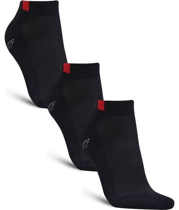 Dollar - Cotton Men's Solid Black Low Ankle Socks ( Pack of 3 )