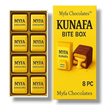 Myfa Chocolates Viral Dubai Kunafa Bites | Crunchy Pistachio Knafeh & Creamy Milk Chocolate | Luxury Gourmet Dessert Gift Box - 8 PC
