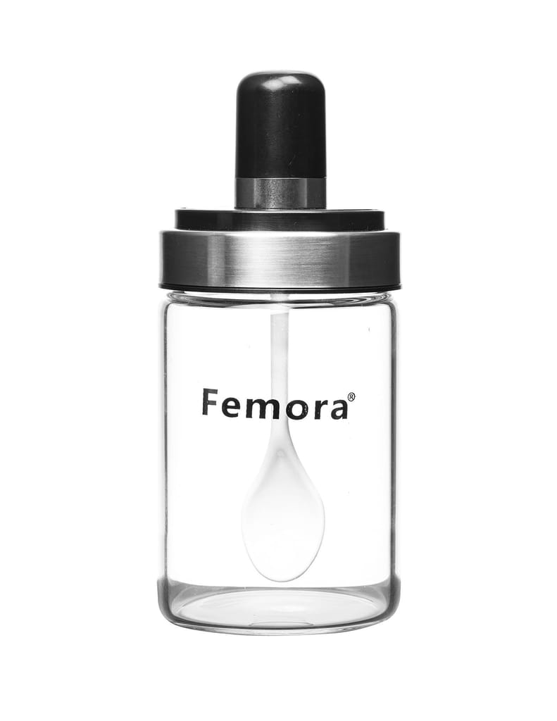 Femora Borosilicate Glass Spoon Jar Chutney Jar Pickle Jar for Dinning Table- 250 ml, Transparent?