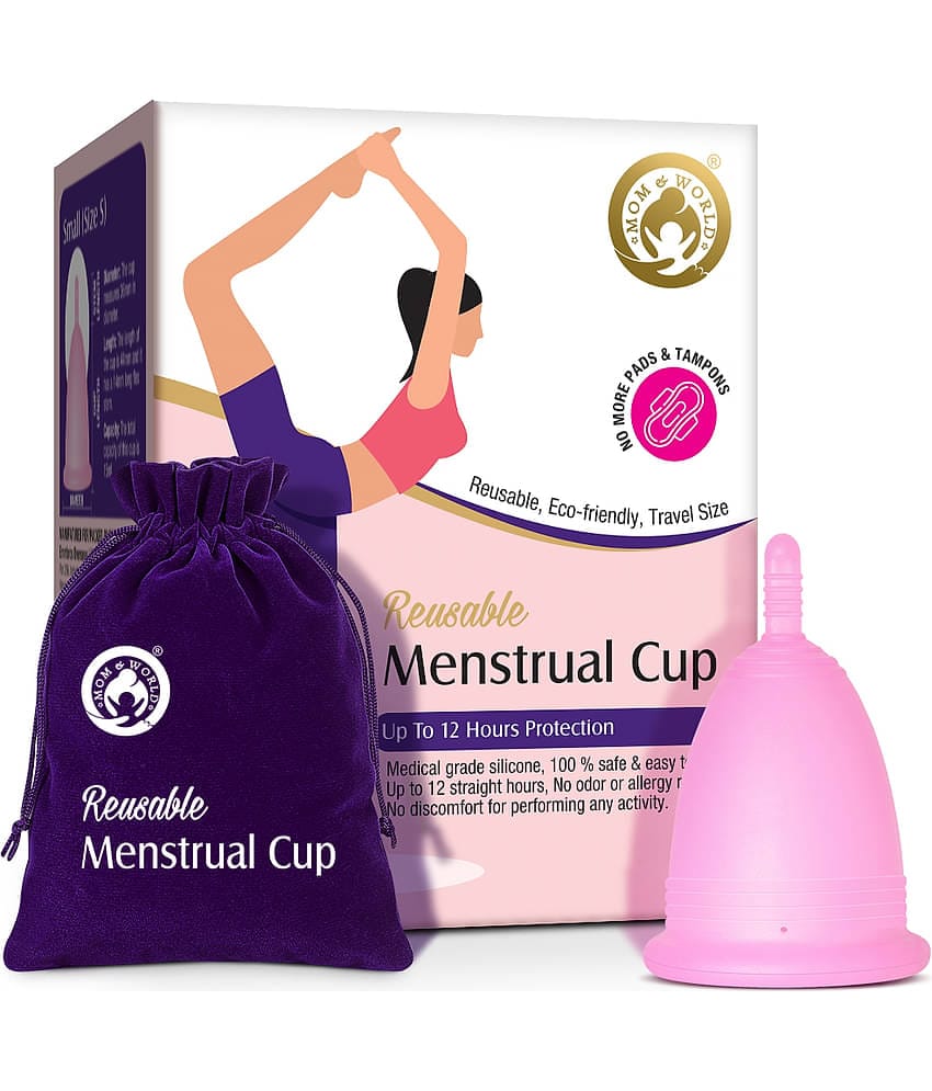 Mom & World Reusable Menstrual Cup For Women, 100% Medical Grade Silicone, Odor and Rash Free, No leakage (Small)