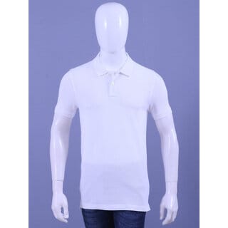 Men's Briliant White Enzyme Finish Solid Polo T-Shirt