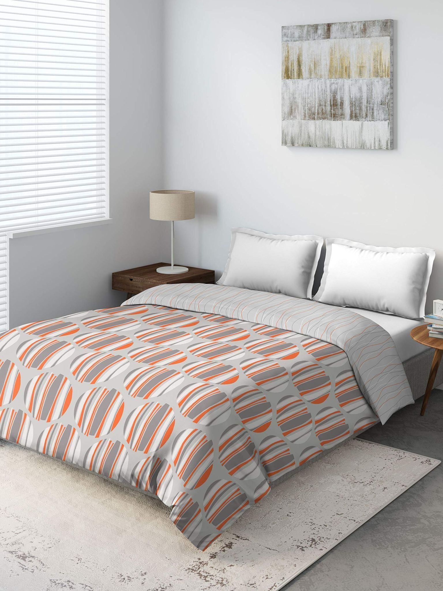 DDECOR - Primary Collection 100% Cotton Floral Pattern 136TC King Quilt |229 CM X 274 CM| - Orange