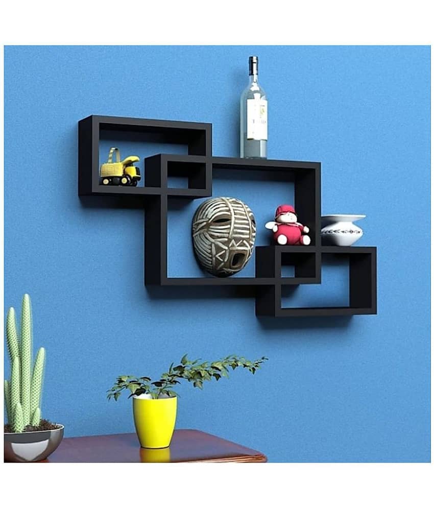 TFS Floating Shelves Black MDF - Pack of 3