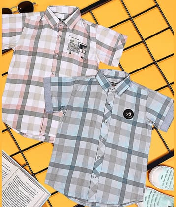 ALY JOHN Pack of 2 Boys 100% Cotton Half Sleeves Shirt ( Multicolor 1 )