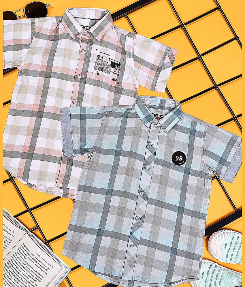 ALY JOHN Pack of 2 Boys 100% Cotton Half Sleeves Shirt ( Multicolor 1 )