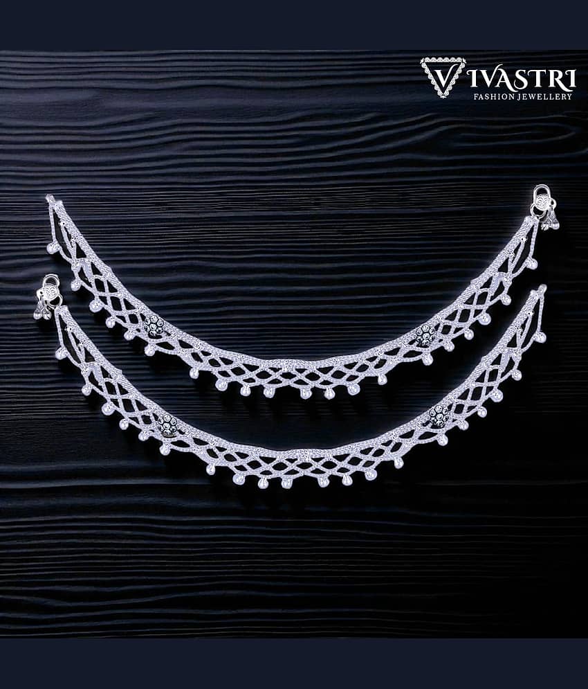 VIVASTRI Silver Anklets ( Pack of 2 )