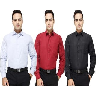 Baleshwar Men Multicolor Solid Formal Shirt (Pack of 3)