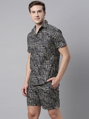Navy Blue Printed Co-Ord Set-L