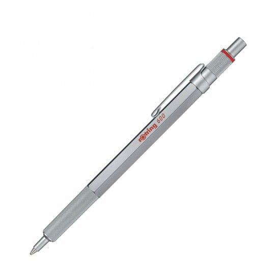 Rotring 600 Series Silver 1.0mm Ball Pen, Metal Body,Non-Slip Metal Knurled Grip