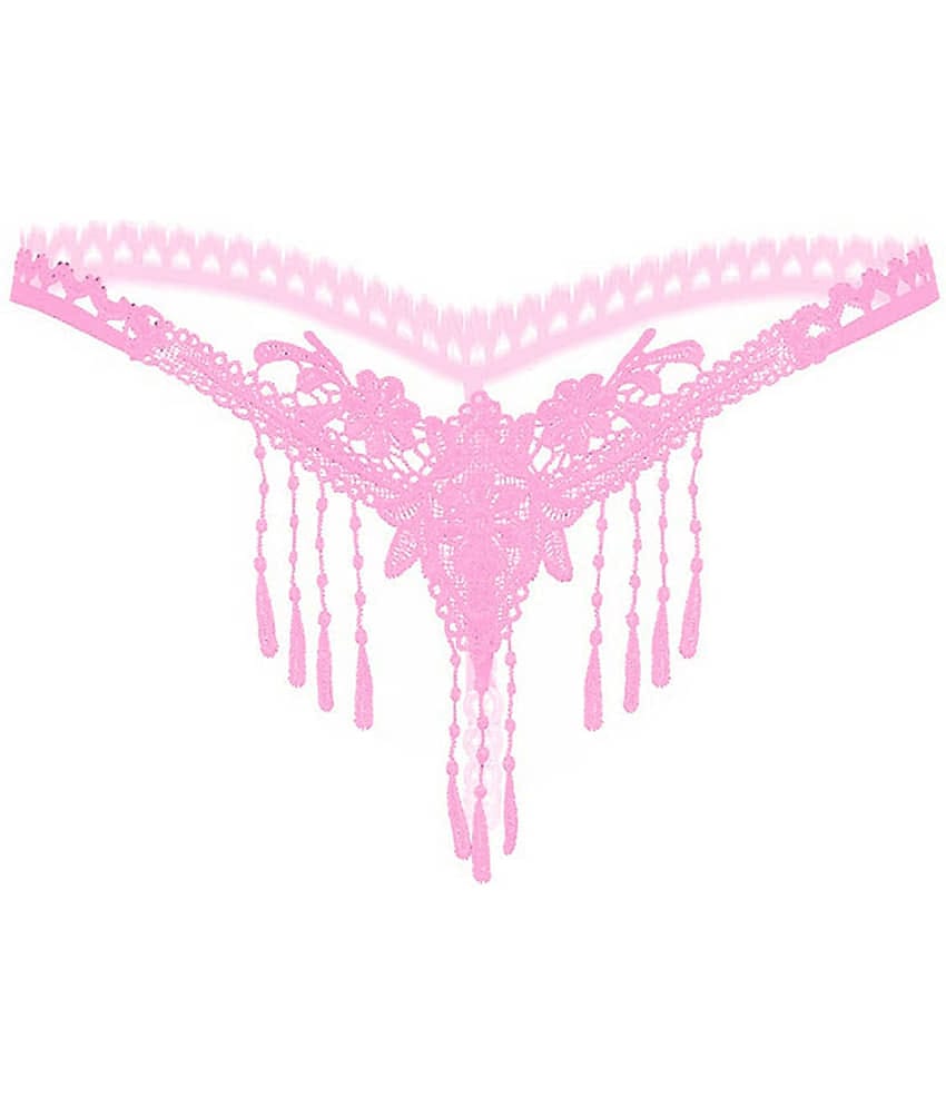 FIHA Pack of 1 Lace Thongs For Women ( Peach )