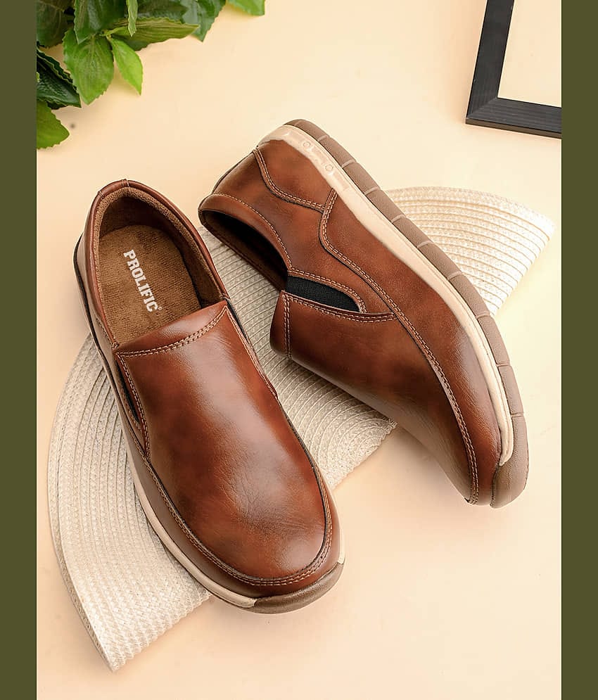 Prolific RD-CM336 Tan Men's Slip-on Shoes