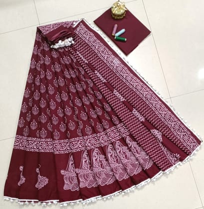 Cotton Malmal Block Print | Handmade block print | Cotton Saree| Festive Wear |Brown